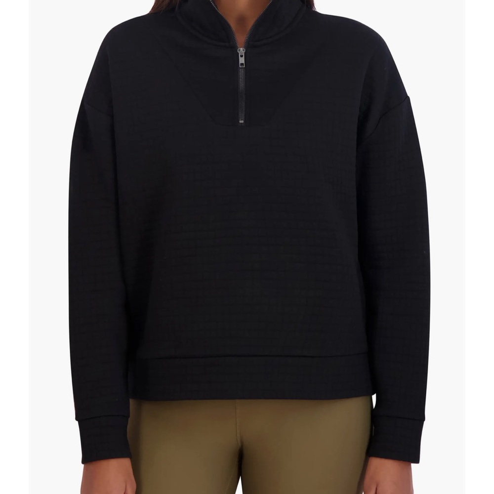 Comfortable blended cotton fabric defines this half-zip pullover